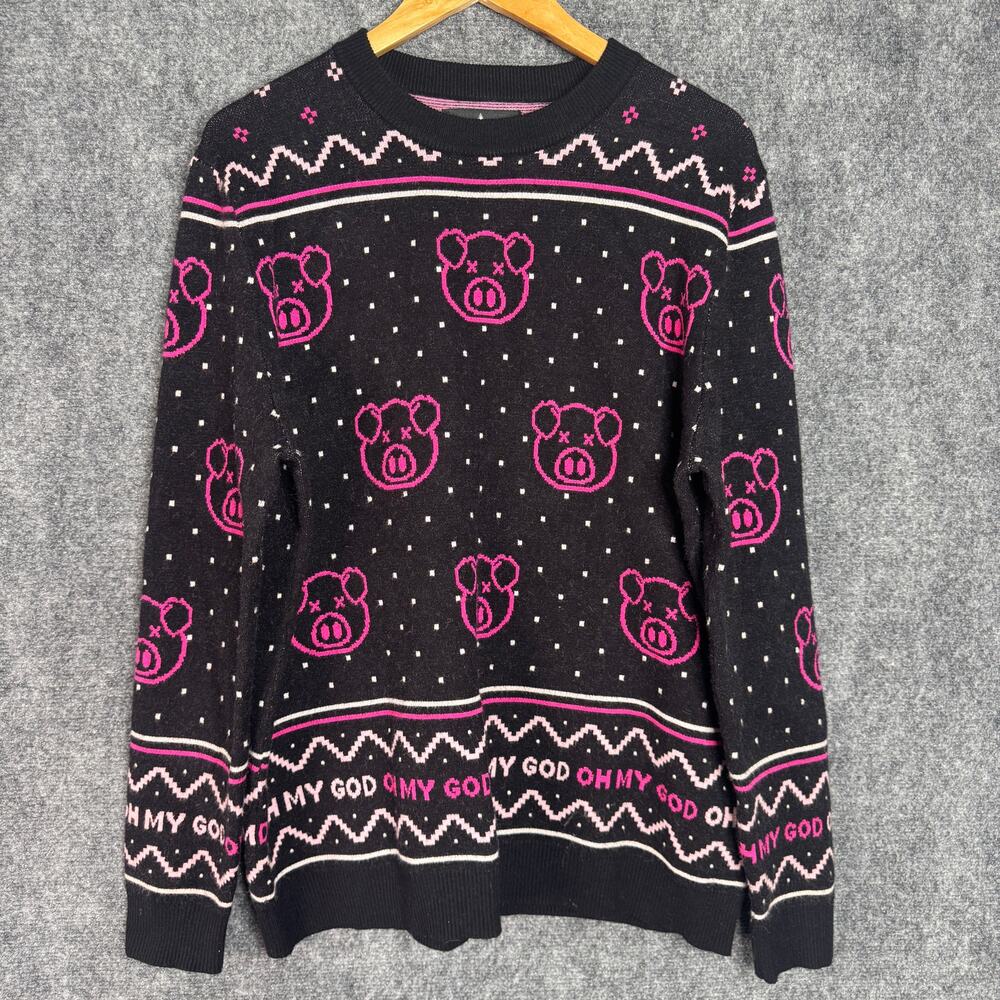 Shane Dawson Killer Pig Sweater Mens XL Black Pink‎ Oh My God Crewneck Novelty
